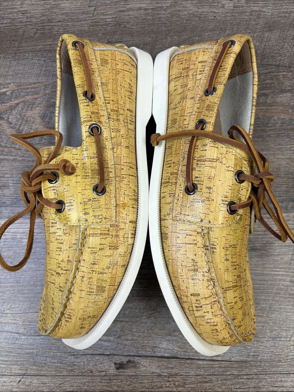 FROATS The Big Bad Yellow Cork Leather Boat Shoes Loafers Size 7